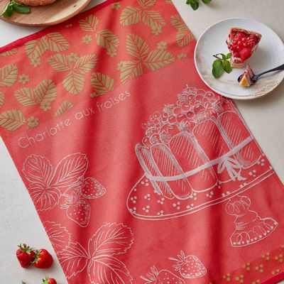 Torchons textile - Charlotte aux fraises - Torchon coton - COUCKE