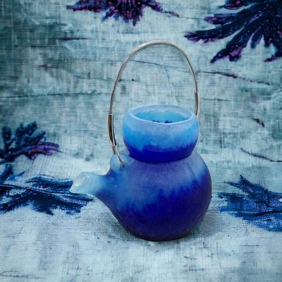 Art glass - Blue teapot - MARIE FLAMBARD