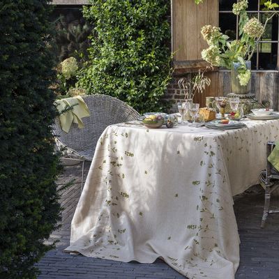 Linge de table textile - Infusion Naturel - Nappe en lin brodée - ALEXANDRE TURPAULT