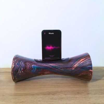 Speakers and radios - Purple marble speaker with mango wood - COCOONME