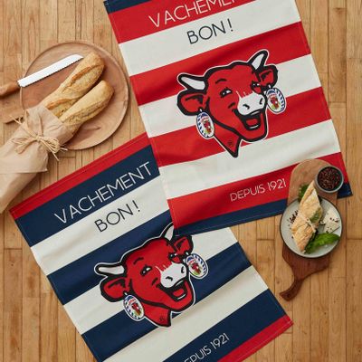 Tea towel - The Laughing Cow® Blue Striped - 100% printed cotton tea towel - COUCKE