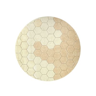 Rugs - Washable Rug Round Honeycomb Golden - LORENA CANALS