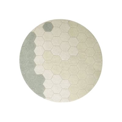 Rugs - Washable rug Round Honeycomb Blue Sage - LORENA CANALS