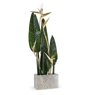Sculptures, statuettes et miniatures - Stella 4 - Marble Vase with Brass Sculpture: Elegant Flower Design - MAEVE