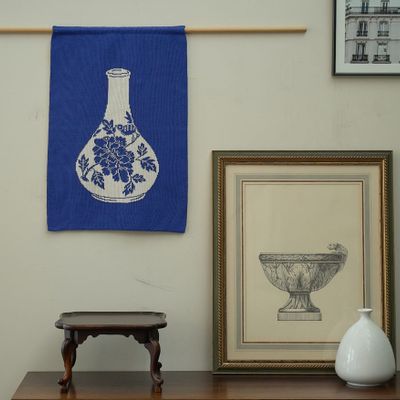 Throw blankets - Joseon white porcelain with Flowers and a bird Fabric Poster - BON`EE(LIVING ART BRAND)