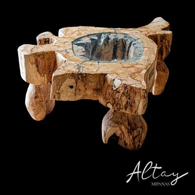 Coffee tables - RAIZ - SIDE TABLE MADE OF RECYCLED OLIVE WOOD AND GLASS - ALTAY MIPANAS