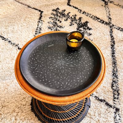 Decorative objects - BLACK BRASS TRAY ENGRAVED WITH 'ARABESK' - KARAWAN AUTHENTIC