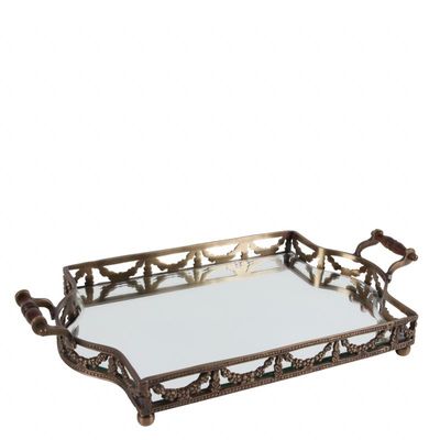 Objets de décoration - Plateau à miroir avec poignée 43x25 cm - BAROQUE COLLECTION - DUTCH STYLE