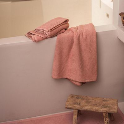Bath towels - Etia plain bath mat Azalée 54 X 110 - MAISON VIVARAISE – SDE VIVARAISE WINKLER