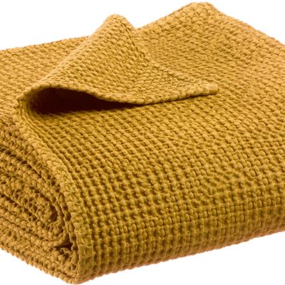 Throw blankets - Maia recycled plaid Safran 140 X 200 - MAISON VIVARAISE – SDE VIVARAISE WINKLER