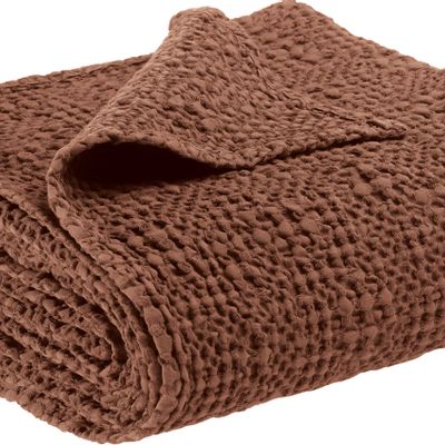 Throw blankets - Stonewashed Tana plaid Tabac 140 X 200 - MAISON VIVARAISE – SDE VIVARAISE WINKLER
