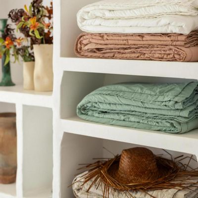 Bed linens - Tika Bed Throw Safran 260 X 260 - MAISON VIVARAISE - SDE VIVARAISE WINKLER