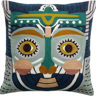 Coussins - Coussin brodé Yaku Multico 45 x 45 - MAISON VIVARAISE - SDE VIVARAISE WINKLER