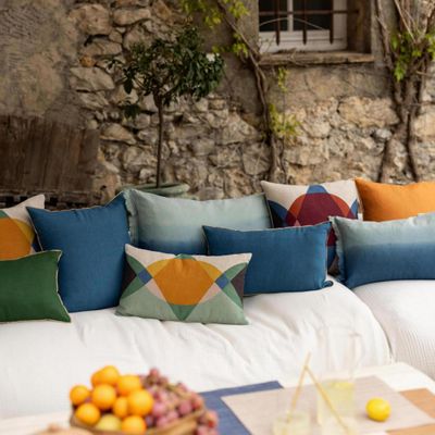 Cushions - Zeff Celeste Cushion Indigo 45 X 45 - MAISON VIVARAISE - SDE VIVARAISE WINKLER