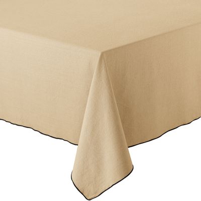 Table cloths - Grace recycled tablecloth Camel 140 X 140 - MAISON VIVARAISE – SDE VIVARAISE WINKLER