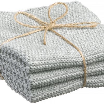 Torchons textile - Lot de 3 essuie-mains tricotes Izan recyclés Gris 25 x 25 - MAISON VIVARAISE – SDE VIVARAISE WINKLER