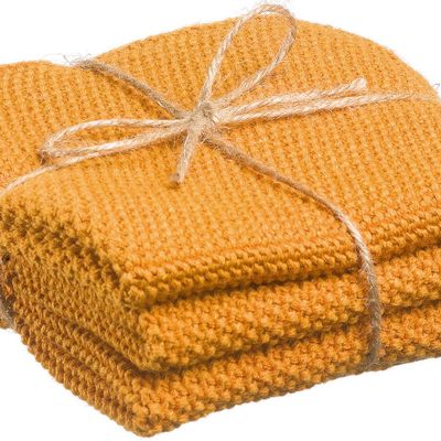 Tea towel - Set of 3 Knitted Hand Towels Izan Recycled Tournesol 25 X 25 - MAISON VIVARAISE – SDE VIVARAISE WINKLER