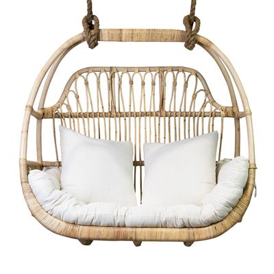 Chaises longues - UBUD - Balancelle en rotin avec coussins - 2 places - HYDILE