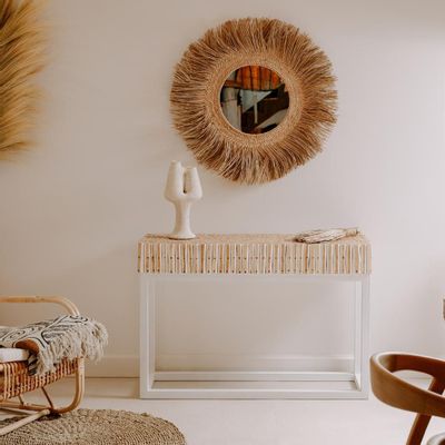 Consoles - BAZIL - Console en branche de teck et pieds fer blanchi - HYDILE