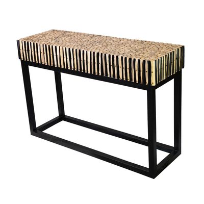 Consoles - BAZIL - Console noire en bois de teck et pieds fer noirs - HYDILE