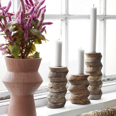Candlesticks and candle holders - Recycled wooden candle stands - MADAM STOLTZ