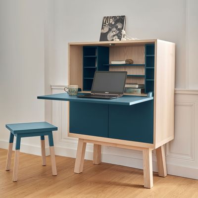 Secrétaires  - Bureau secrétaire en bois avec rangement - MON PETIT MEUBLE FRANÇAIS