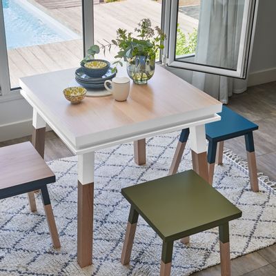 Kitchens furniture - Square extensible dining table in 100% solid wood - MON PETIT MEUBLE FRANÇAIS