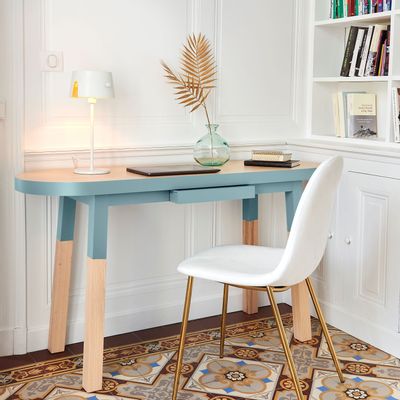 Desks - Bureau ovale avec tiroir 100% en bois massif - L. 140 cm - MON PETIT MEUBLE FRANÇAIS