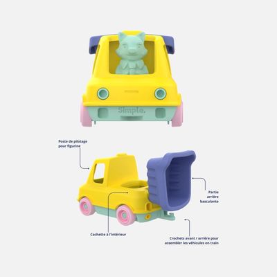 Toys - My first train trucks - Made in France 100% recycled and recyclable plastic - SIMPLE. (BY LE JOUET SIMPLE)
