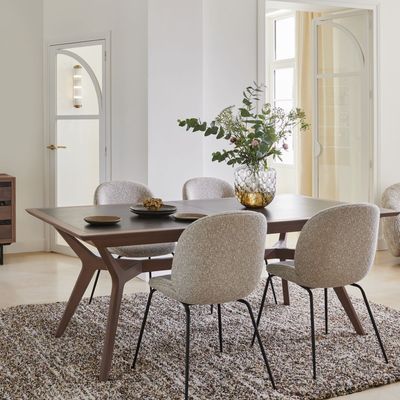 Dining Tables - Solid walnut rectangular dining table with ceramic top - MON PETIT MEUBLE FRANÇAIS