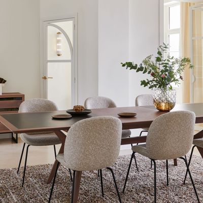 Dining Tables - Extensible rectangular dining table in solid walnut with a ceramic top - MON PETIT MEUBLE FRANÇAIS
