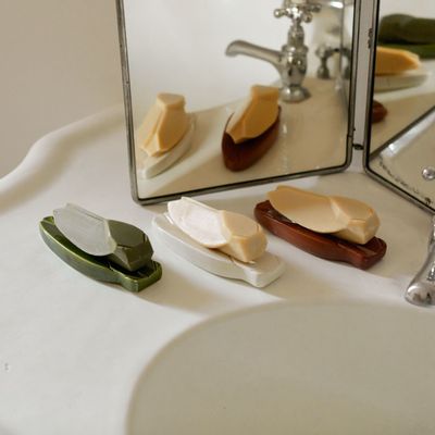 Soap dishes - SOAP AND SOAP HOLDER BOX - MONOCHROMIC CERAMIC