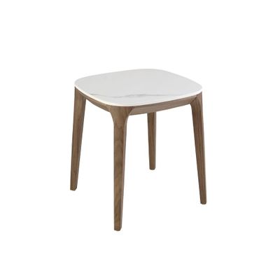 Coffee tables - Porcelain marble and walnut square corner table - ANGEL CERDÁ