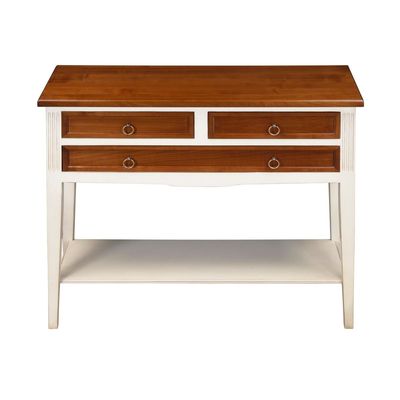 Console table - Console with 3 drawers in solid cherry wood and white-cream - customizable finish - MON PETIT MEUBLE FRANÇAIS