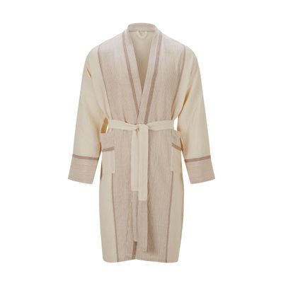 Bathrobes - Mete Cotton Lounge Gown - Fawn - LÜKS LINEN