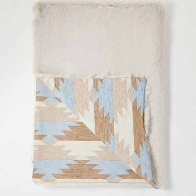Homewear - Luxury faux fur throw, Arctic Hare with a sky Navajo backing. - WILLIAM WORLD MADE