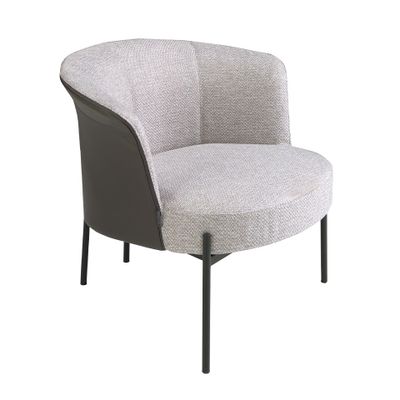 Fauteuils - Fauteuil en tissu gris et croûte de cuir gris foncé - ANGEL CERDÁ