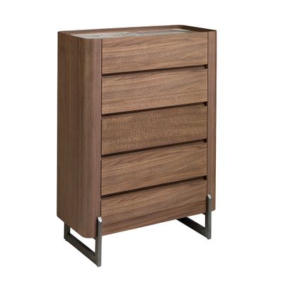 Sideboards - Walnut and metallic dark steel chiffonier with porcelain marble top - ANGEL CERDÁ