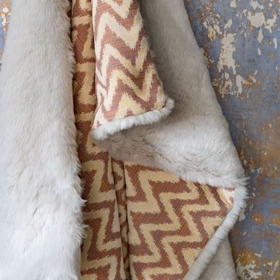 Homewear - Luxury faux fur throw, Arctic Hare with a Pink Sand Aztec backing. - WILLIAM WORLD MADE