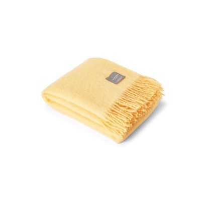 Throw blankets - 4137 Mohair Blanket Rolled Fringes Golden Yellow - STACKELBERGS
