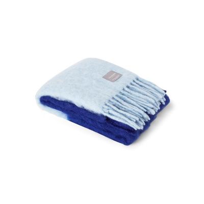Throw blankets - 4204 Luxury Kid Mohair Blanket Diped Dyed Cashmere Blue & Mazarine - STACKELBERGS