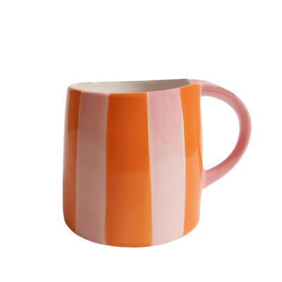 Mugs - Homeware Mug Pink Orange Striped - ALL THE LUCK IN THE WORLD