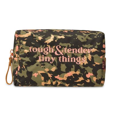 Bags and totes - Large soft touch pouch Tough & Tender embroidery - BIEN MOVES