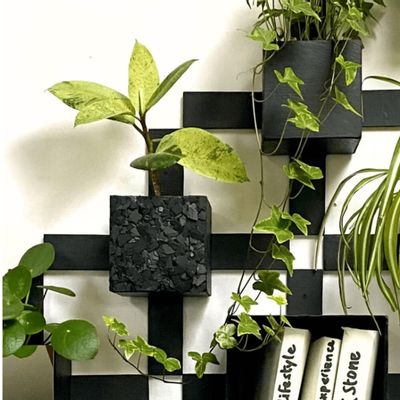Other wall decoration - Natural slate cross-shaped wall planter, recycled face, PIXEL, 35/35/12.5 cm - LE TRÈFLE BLEU