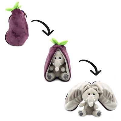 Soft toy - Flipetz - Elephant Aubergine Velvet - FLIPETZ