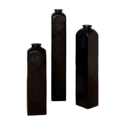 Flower pots - S/3 large black outdoor vases Canoa - CHEHOMA