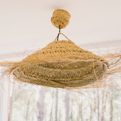 Outdoor hanging lights - Handwoven natural fiber pendant lights – Bohemian chic style - COSYDAR-DECO