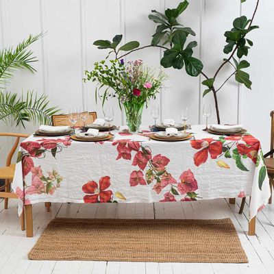 Linge de table textile - Fleurs Grimpantes ǀ  Nappe en 100% lin lavé - LINOROOM 100% LINEN TEXTILES
