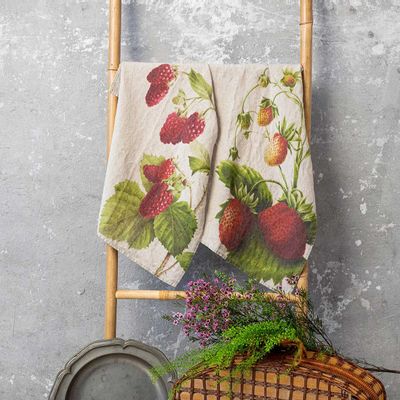 Torchons textile - STRAWBERRY & RASPBERRY  ǀ 100% Linen Tea Towels - LINOROOM 100% LINEN TEXTILES
