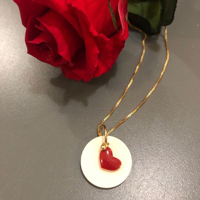 Cosmétiques - Collier olfactif « Rouge Coeur » en céramique de Limoges à parfumer - O BY !OSMOTIK